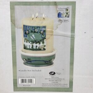 Kathy Hatch Vintage Herb Collection 6 Inch Ceramic Candle Holder 32150 Green New